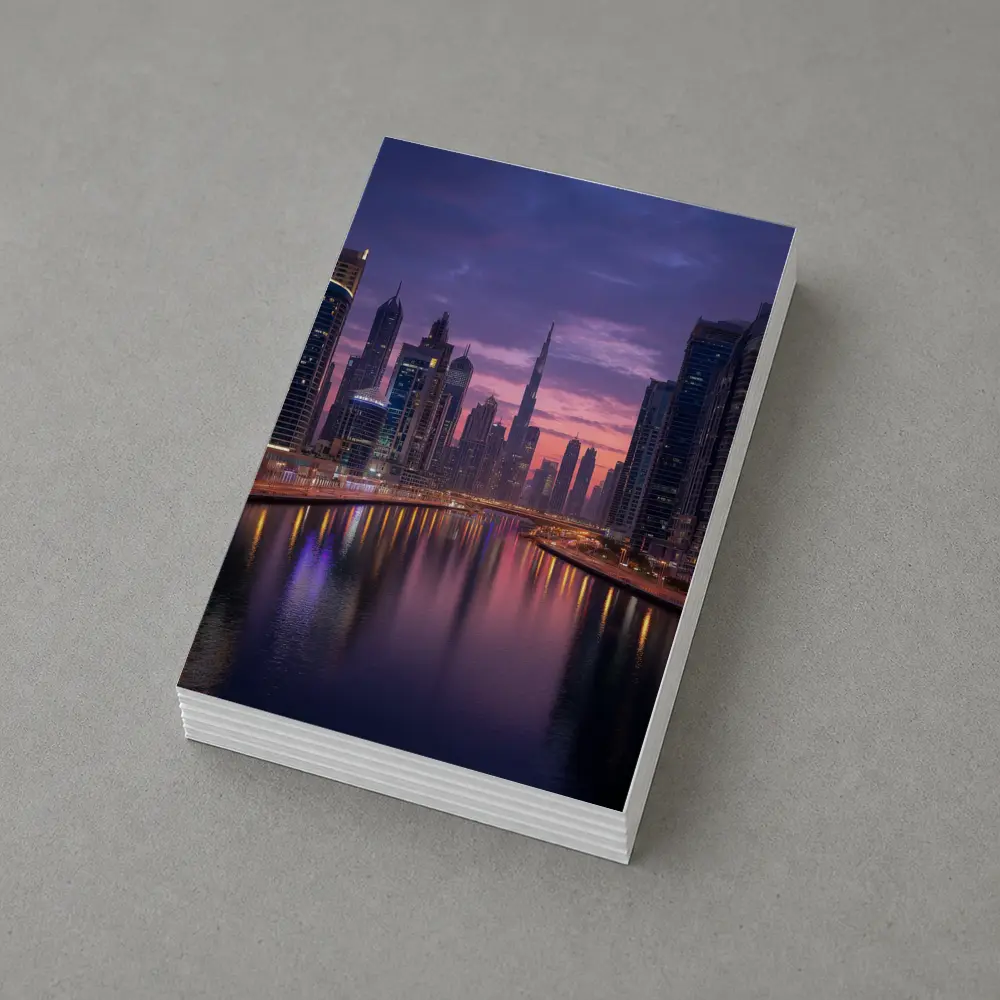 Dubai Skyline Burj Khalifa Sunset Reflection – Postcards