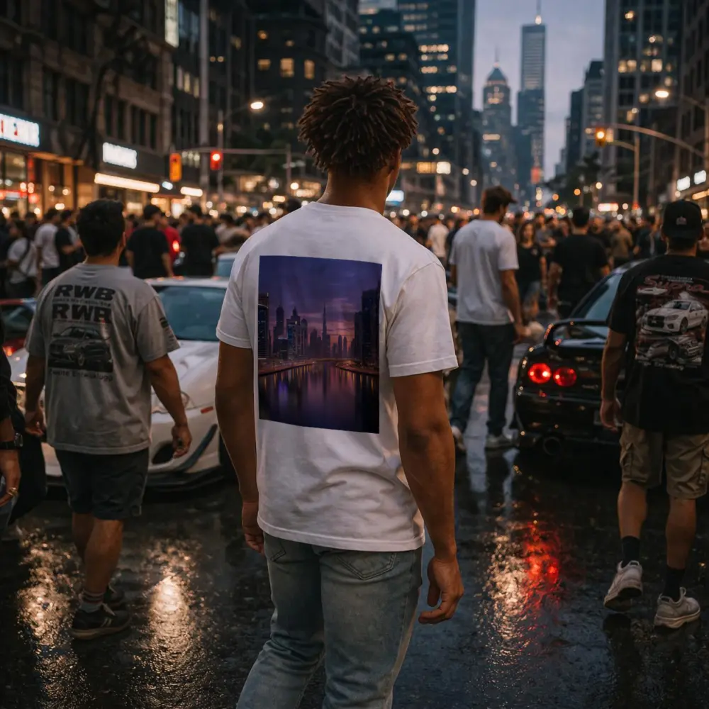 Dubai Skyline Burj Khalifa Sunset Reflection – T-Shirts