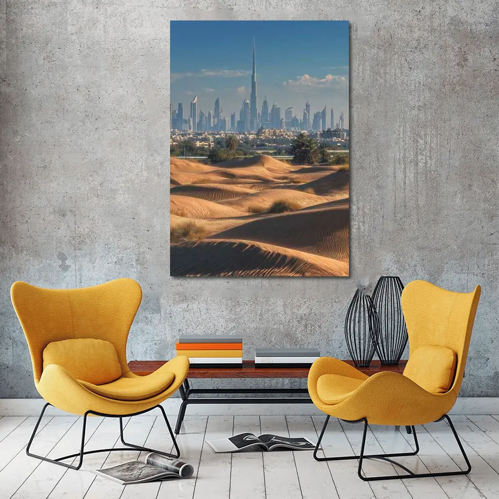 Dubai Skyline Burj Khalifa Desert Dunes – Wall Art