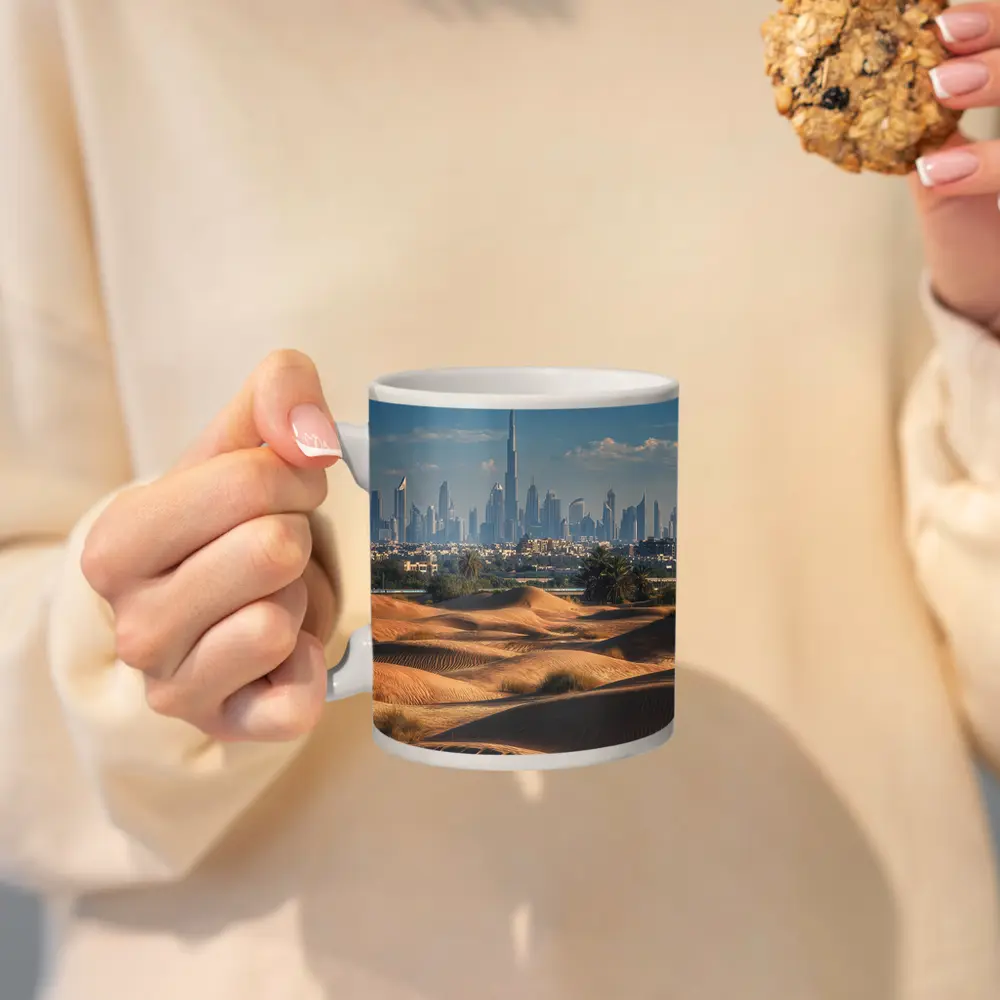 Dubai Skyline Burj Khalifa Desert Dunes – Mugs