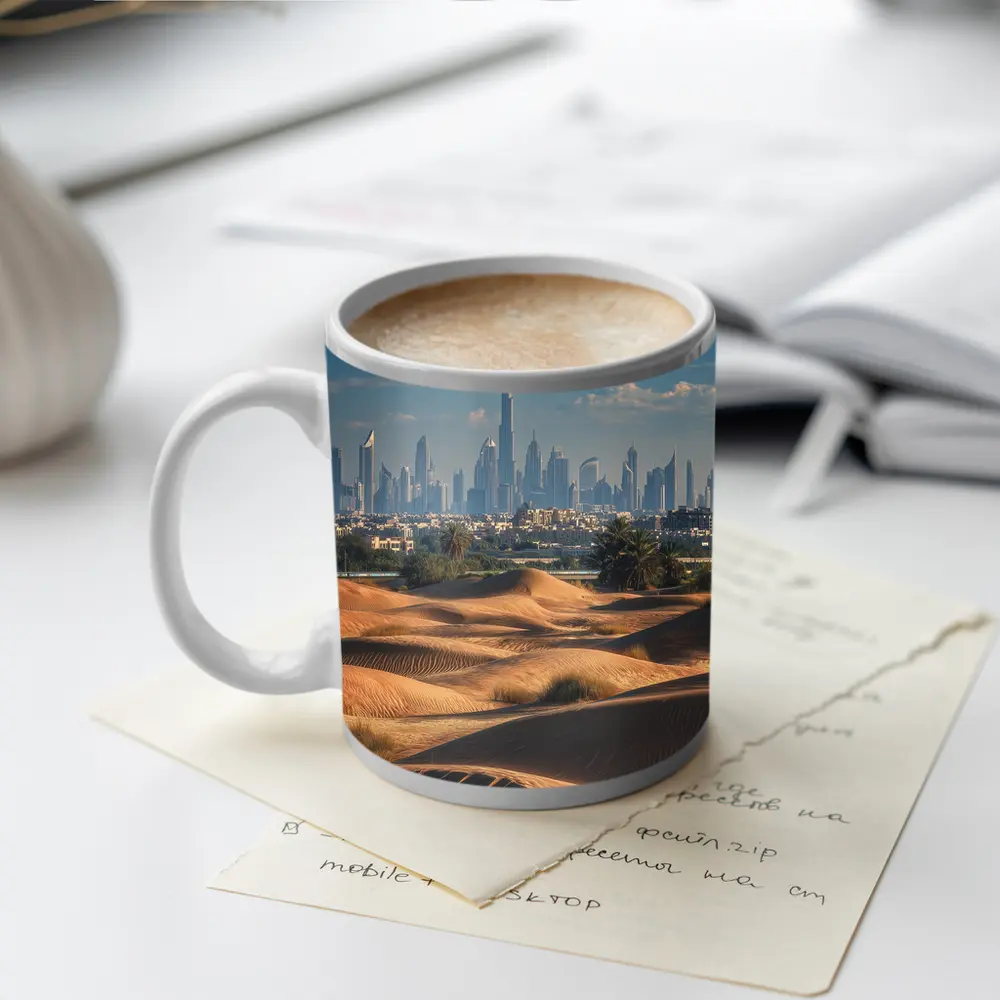 Dubai Skyline Burj Khalifa Desert Dunes – Mugs