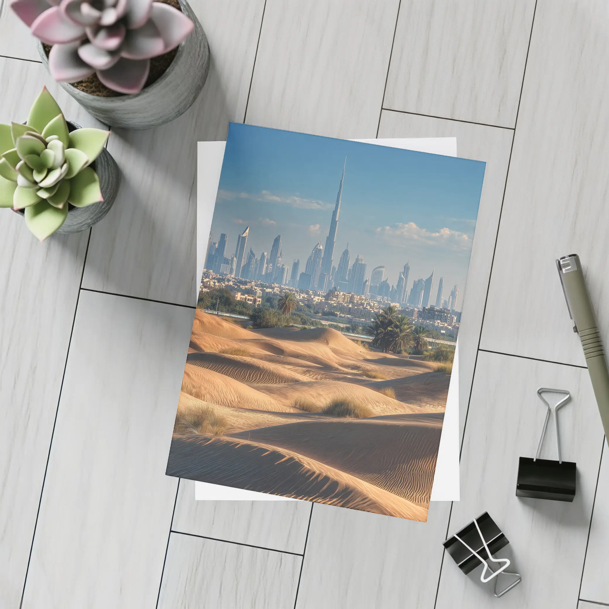 Dubai Skyline Burj Khalifa Desert Dunes – Postcards