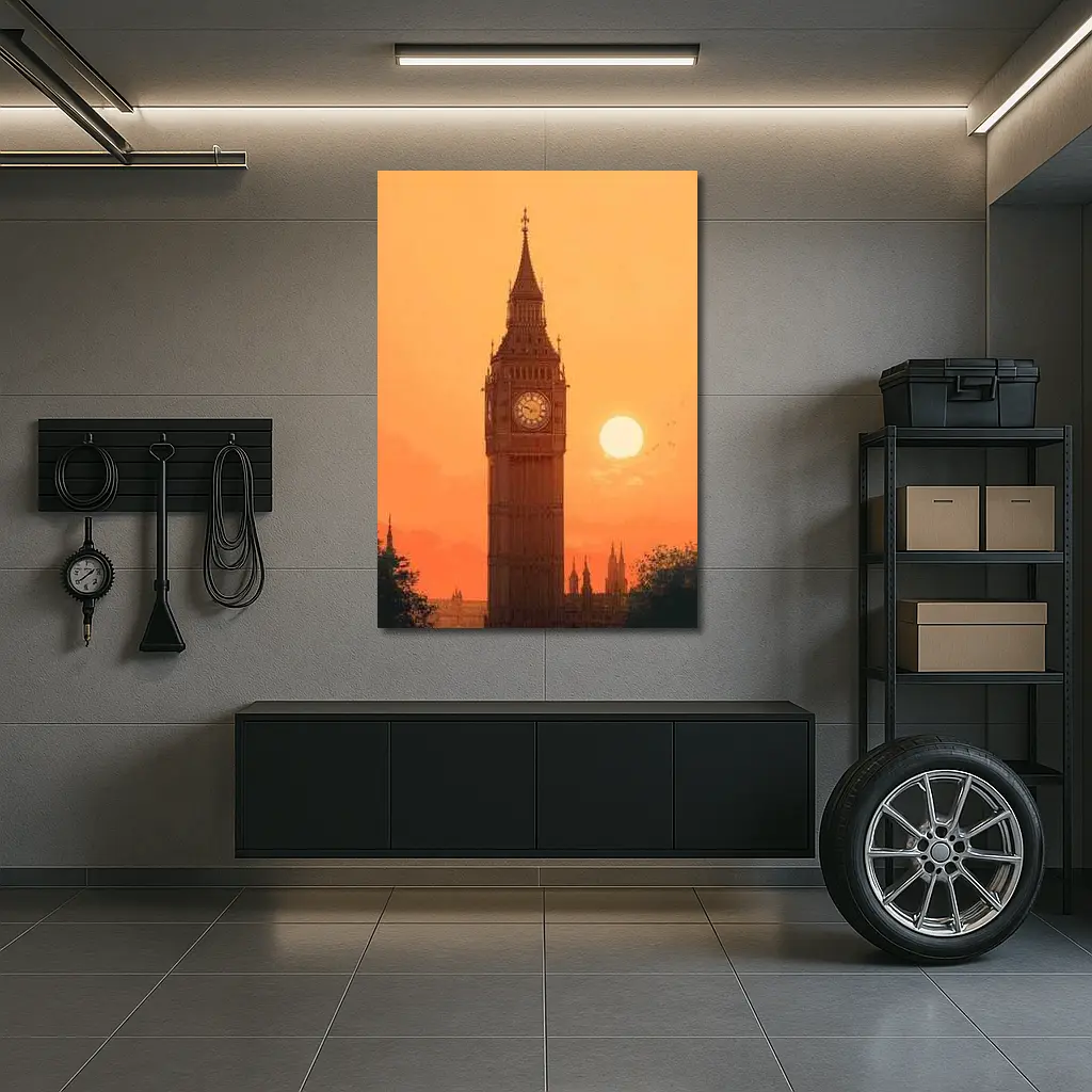 Big Ben London Sunset Orange Sky Art – Wall Art