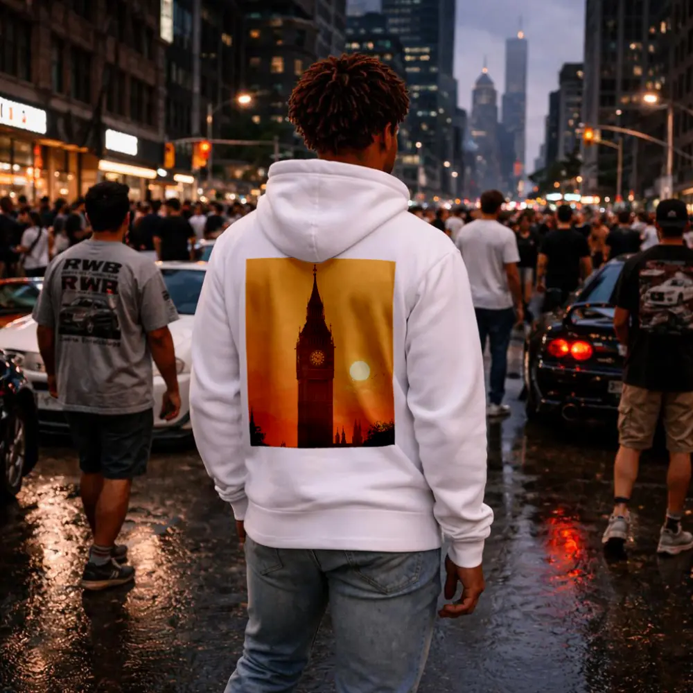 Big Ben London Sunset Orange Sky Art – Hoodies