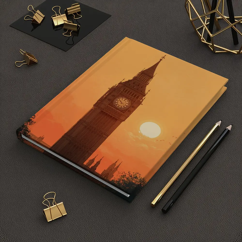 Big Ben London Sunset Orange Sky Art – Notebooks