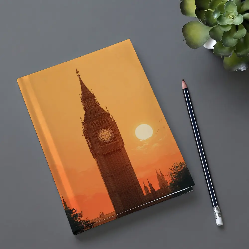 Big Ben London Sunset Orange Sky Art – Notebooks