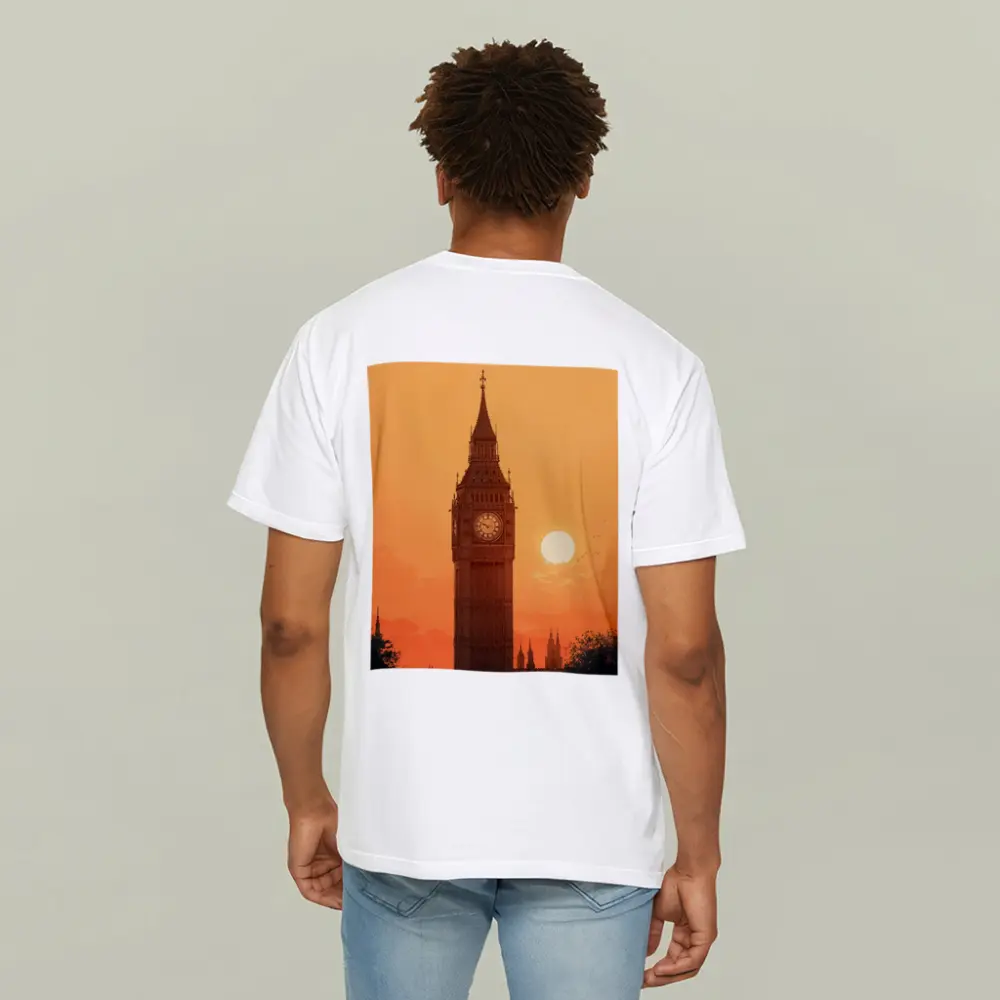 Big Ben London Sunset Orange Sky Art – T-Shirts