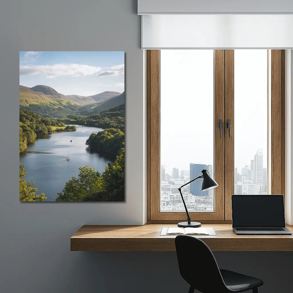 Scottish Loch Valley Green Hills Landscape – Wall Art