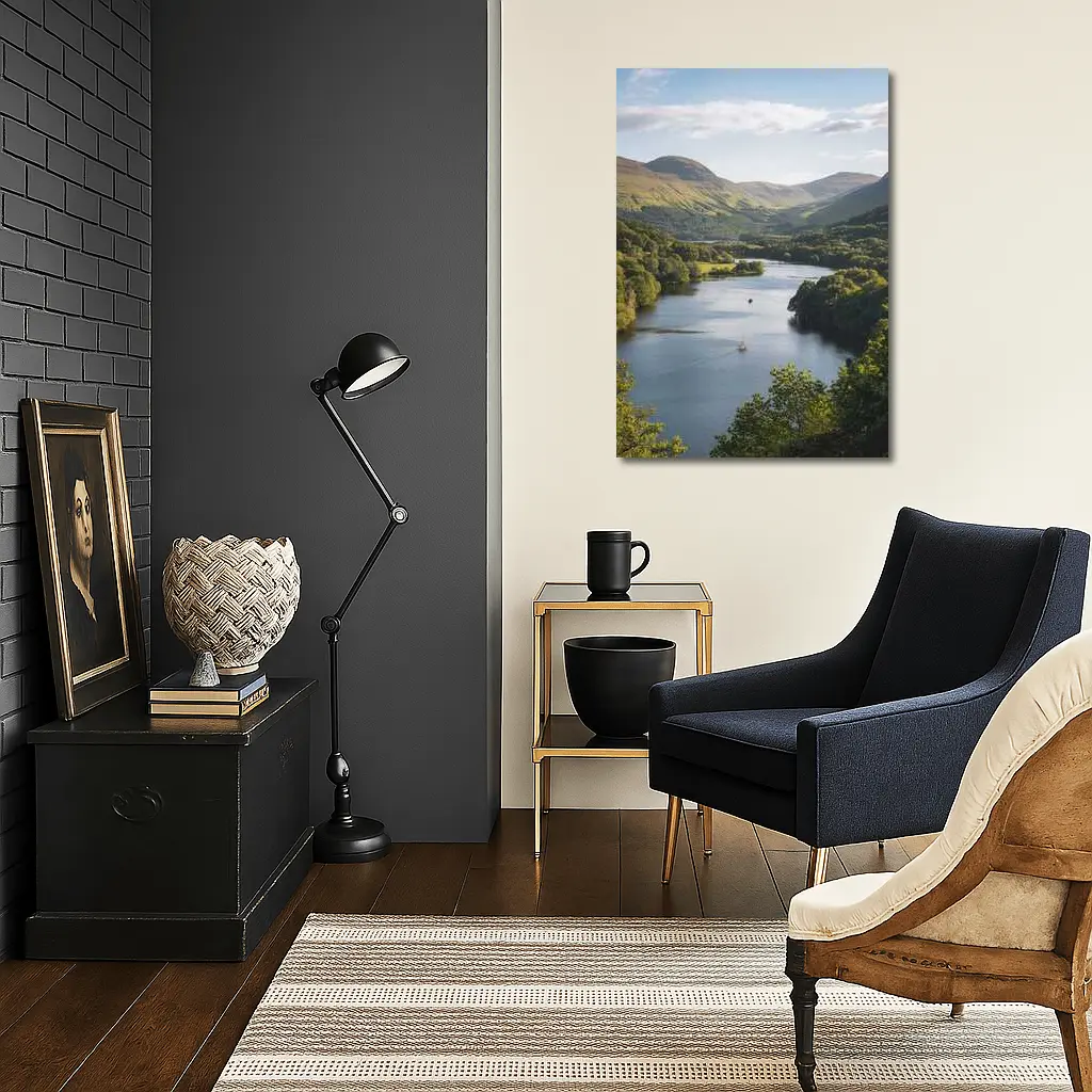 Scottish Loch Valley Green Hills Landscape – Wall Art