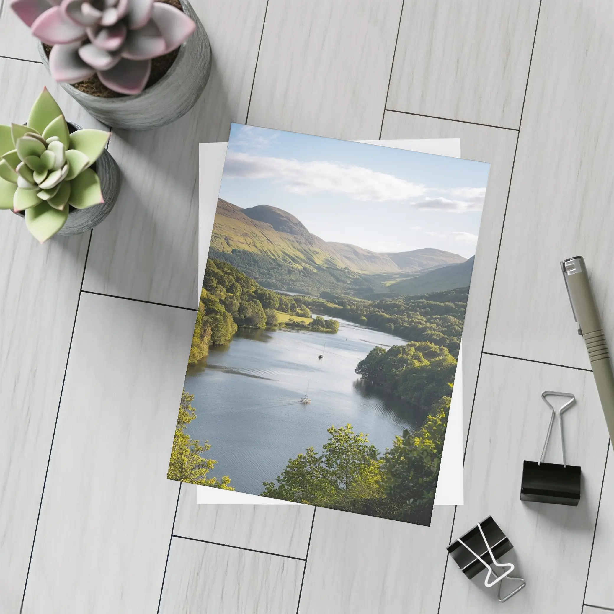 Scottish Loch Valley Green Hills Landscape – Postcards
