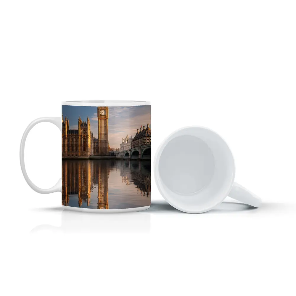 Big Ben Westminster Palace Thames River Reflection – Mugs