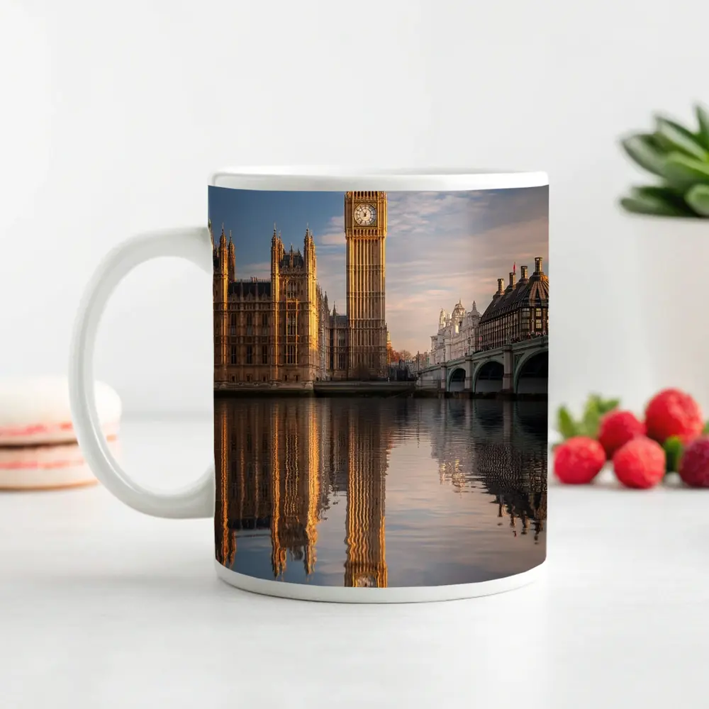 Big Ben Westminster Palace Thames River Reflection – Mugs
