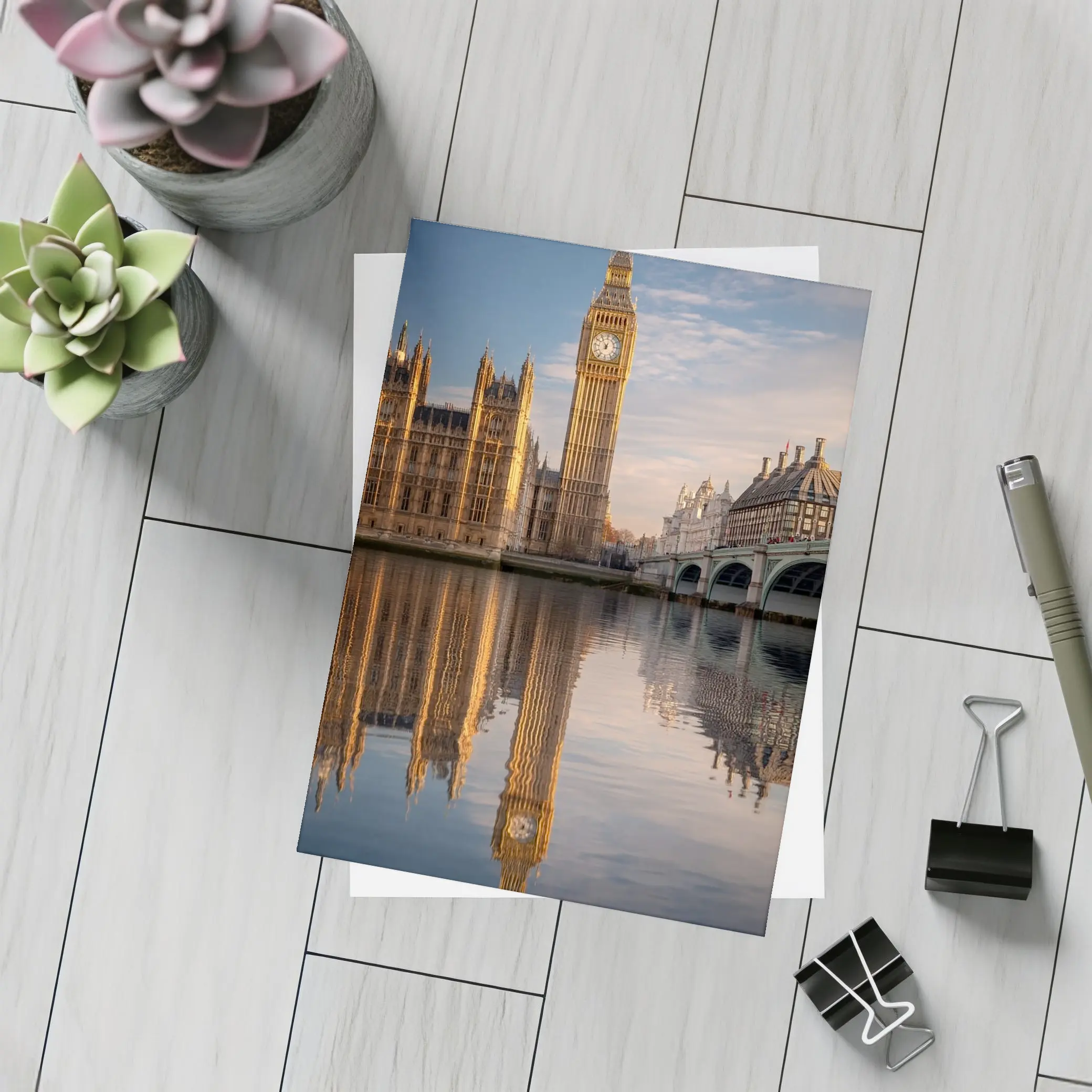 Big Ben Westminster Palace Thames River Reflection – Postcards