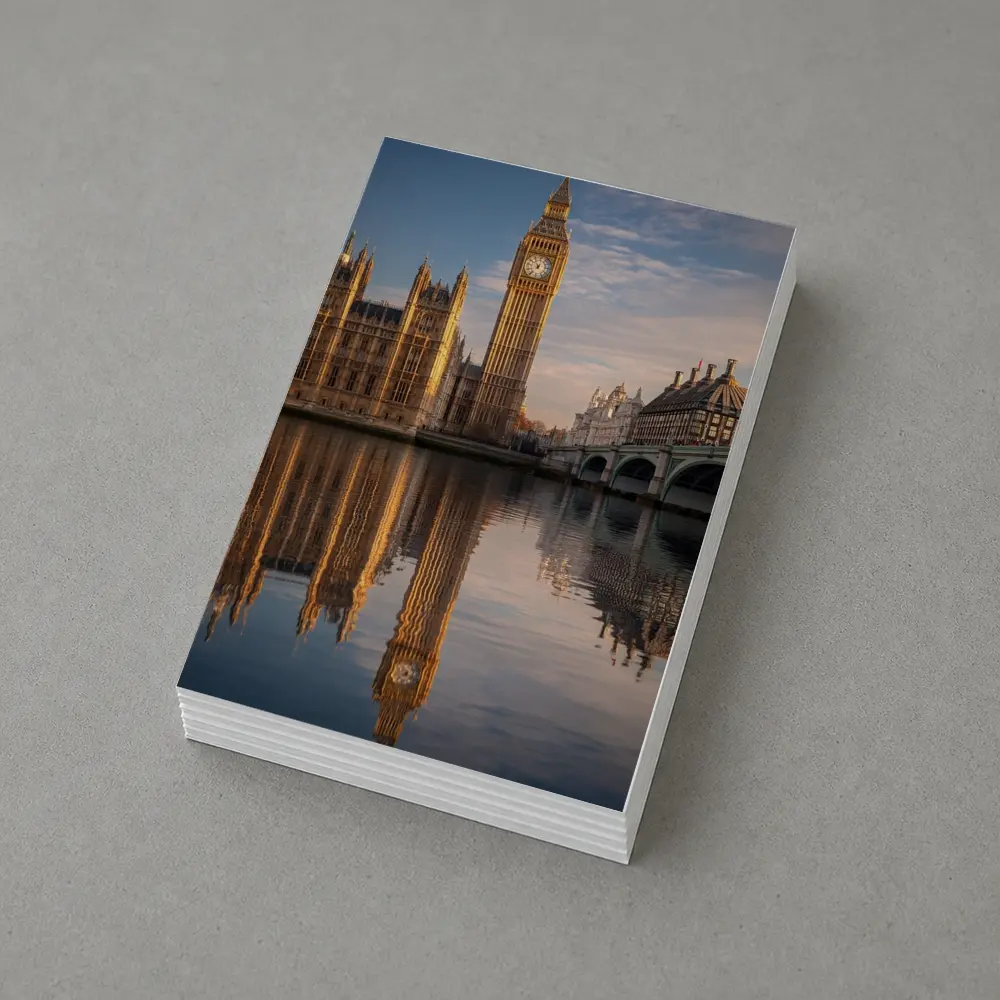 Big Ben Westminster Palace Thames River Reflection – Postcards