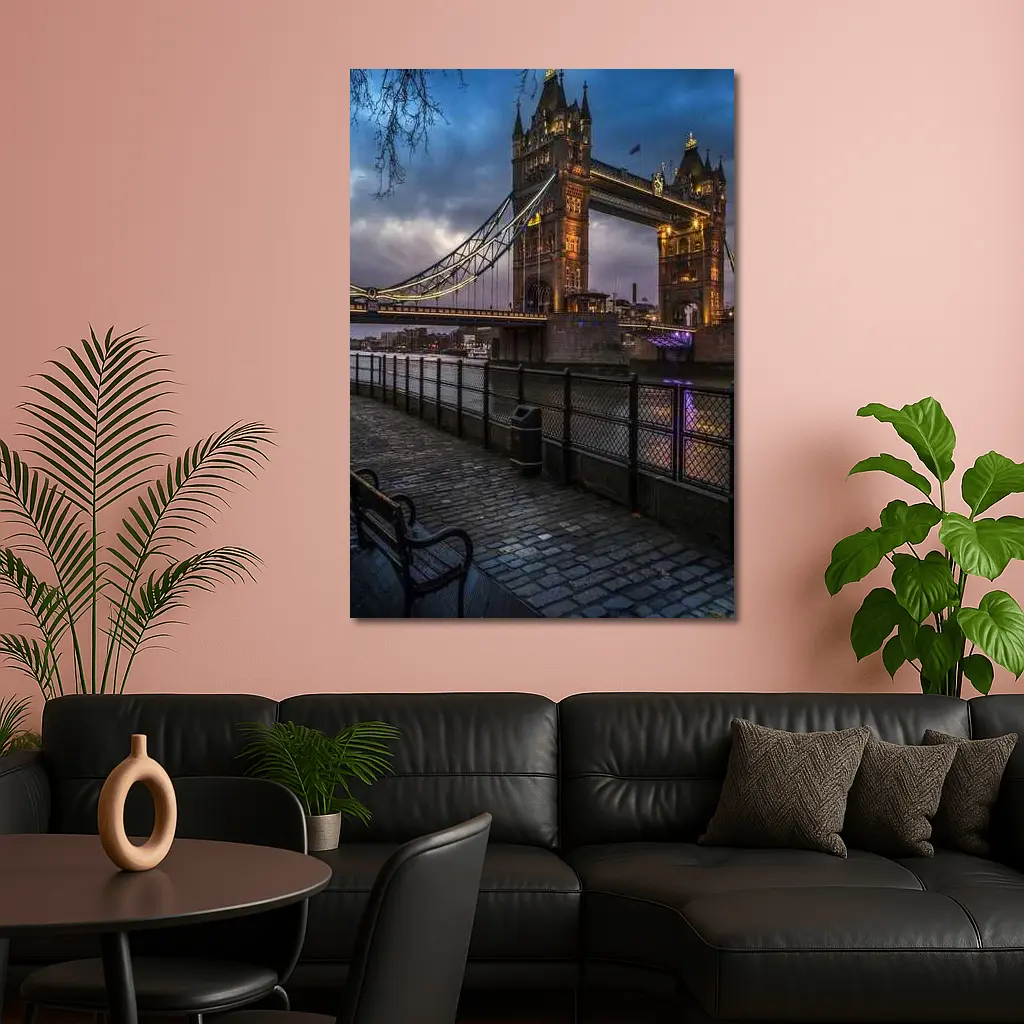 Tower Bridge London Night Illuminated Walkway – Wall Art