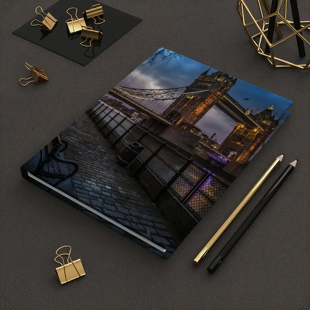 Tower Bridge London Night Illuminated Walkway – Notebooks