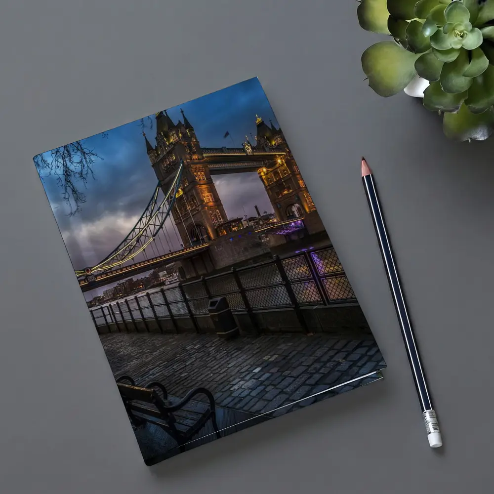 Tower Bridge London Night Illuminated Walkway – Notebooks
