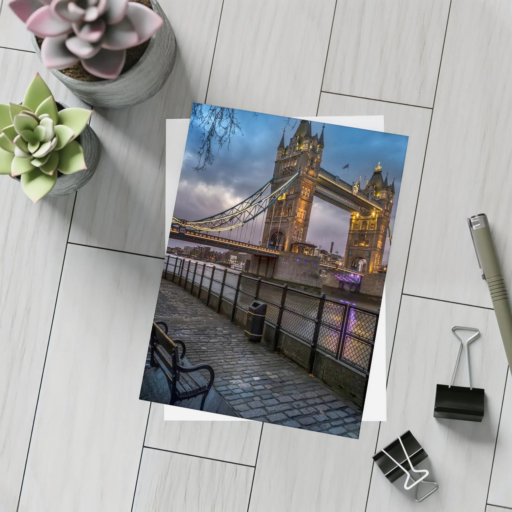 Tower Bridge London Night Illuminated Walkway – Postcards