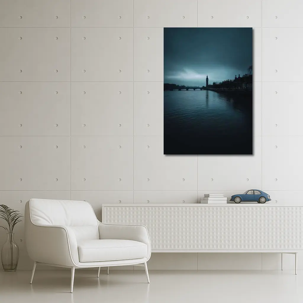 Big Ben Thames River Dark Moody Sky – Wall Art