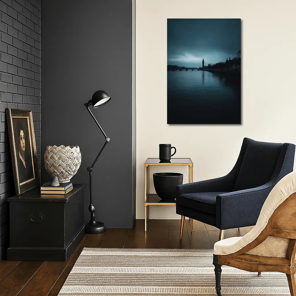 Big Ben Thames River Dark Moody Sky – Wall Art