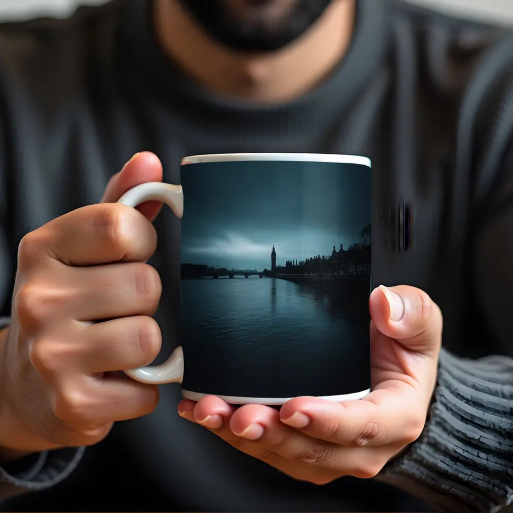 Big Ben Thames River Dark Moody Sky – Mugs