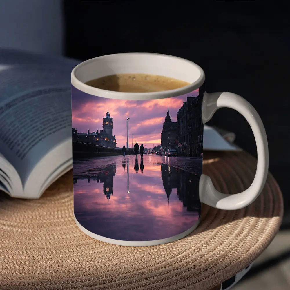 Edinburgh Princes Street Rainy Purple Sunset – Mugs