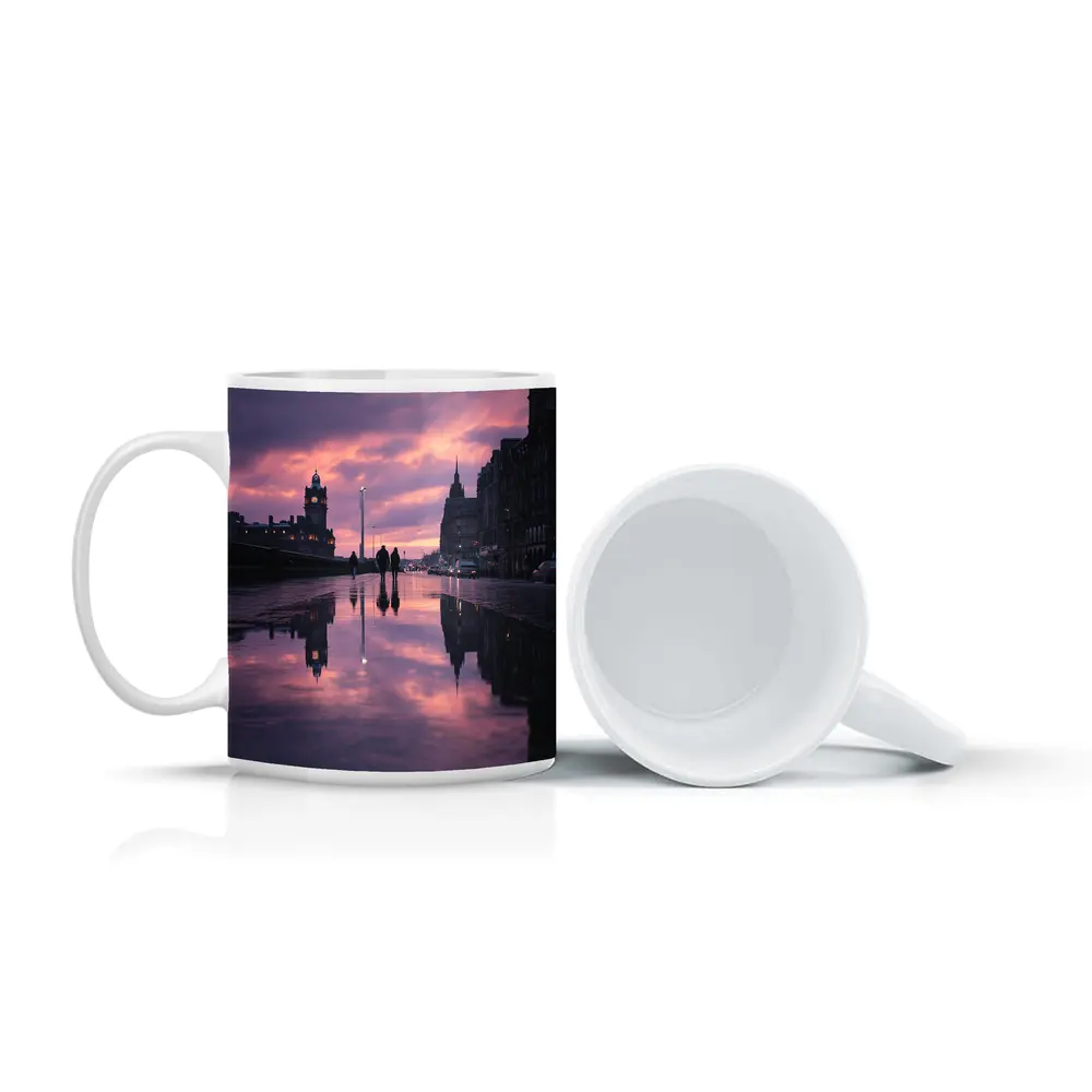 Edinburgh Princes Street Rainy Purple Sunset – Mugs