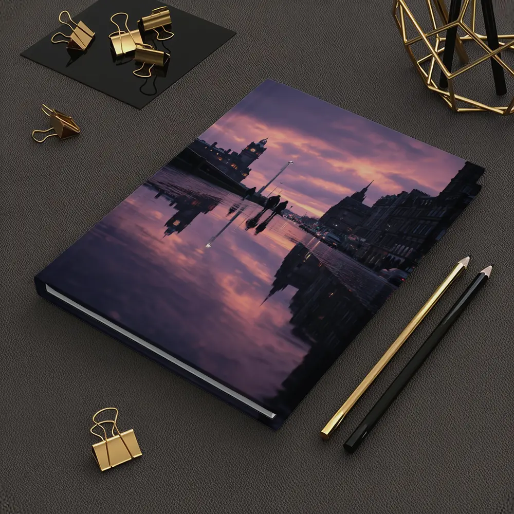 Edinburgh Princes Street Rainy Purple Sunset – Notebooks