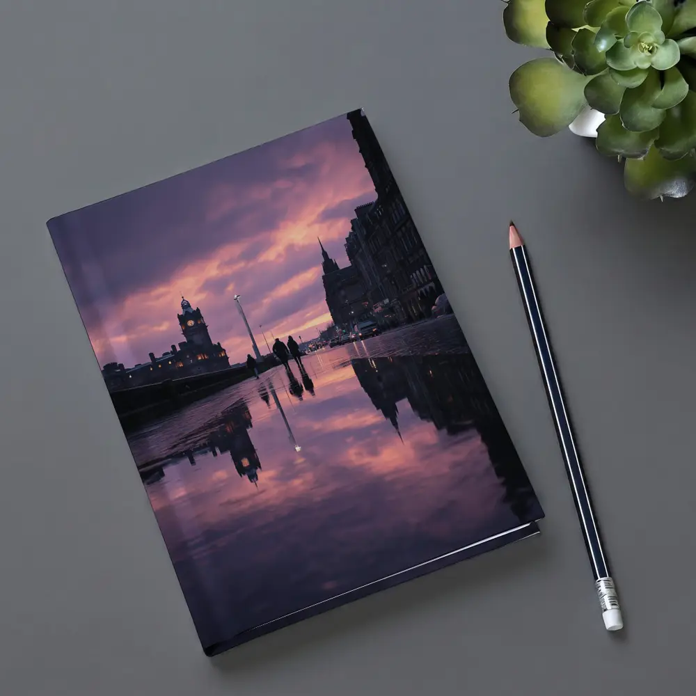 Edinburgh Princes Street Rainy Purple Sunset – Notebooks