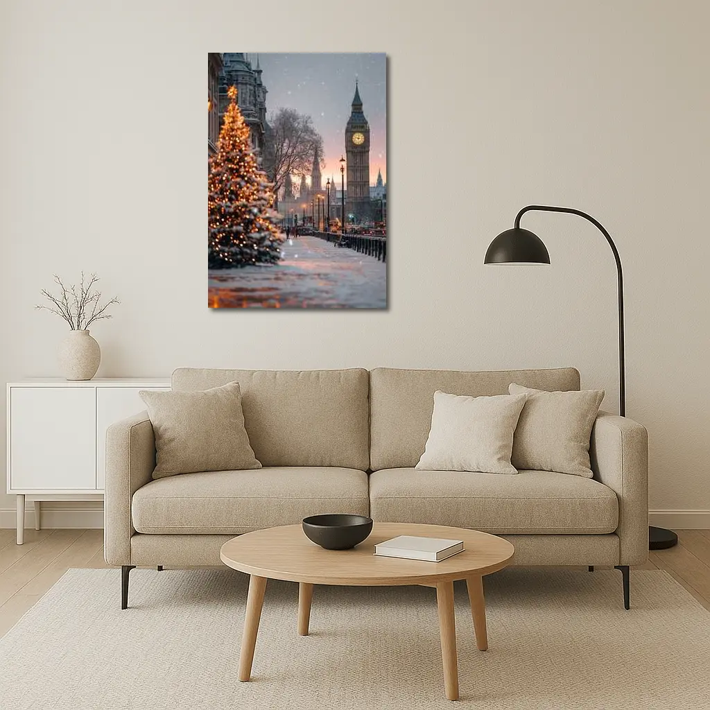 Big Ben London Snow Christmas Tree Winter – Wall Art