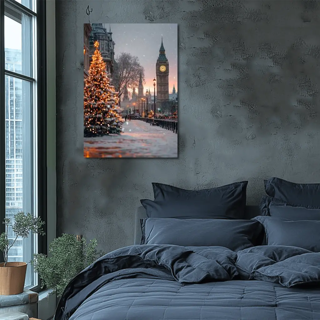 Big Ben London Snow Christmas Tree Winter – Wall Art