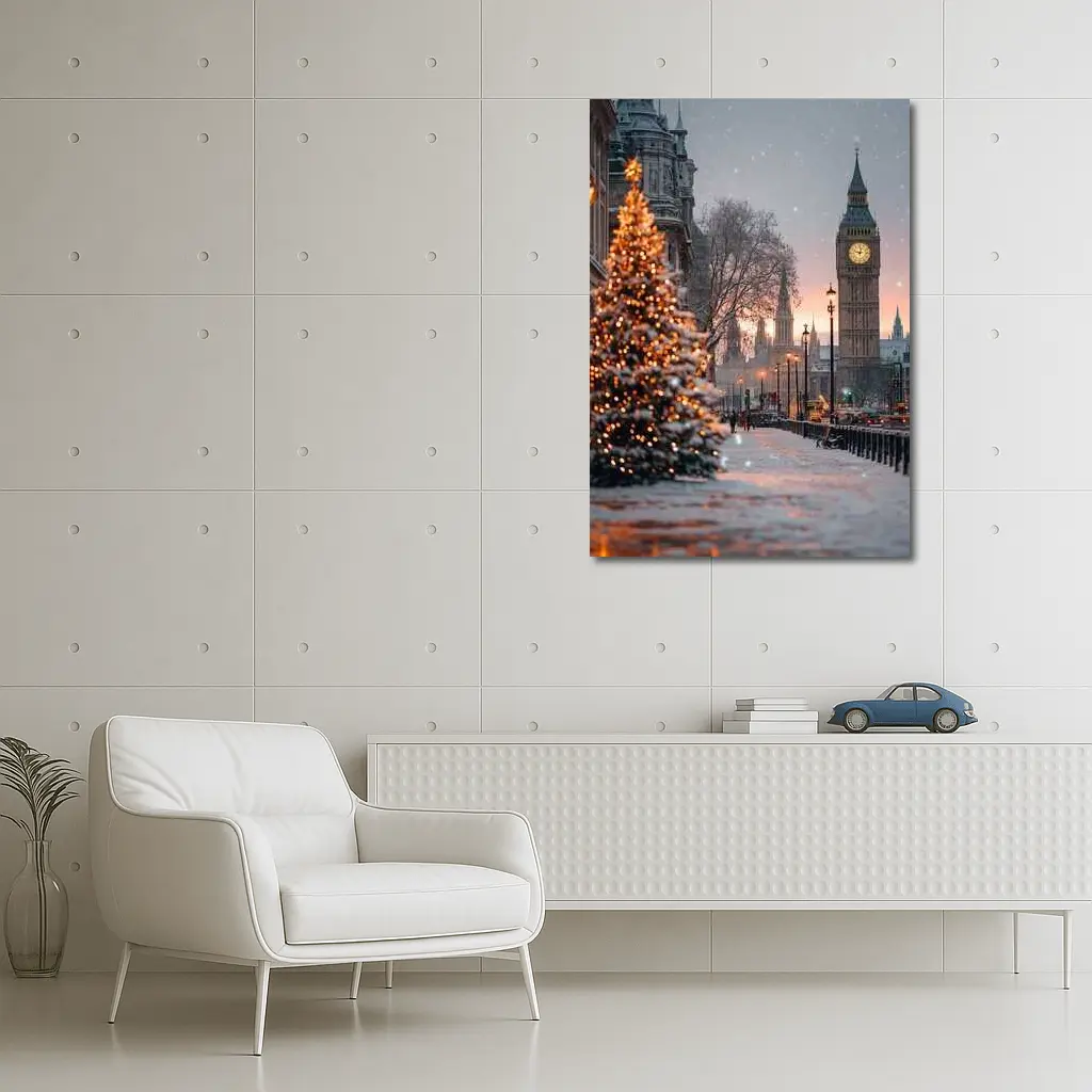 Big Ben London Snow Christmas Tree Winter – Wall Art
