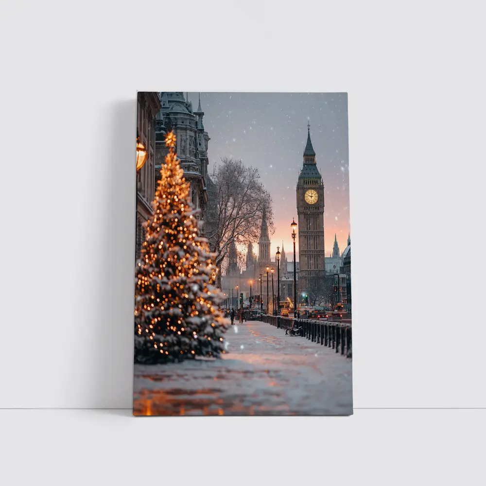 Big Ben London Snow Christmas Tree Winter – Wall Art