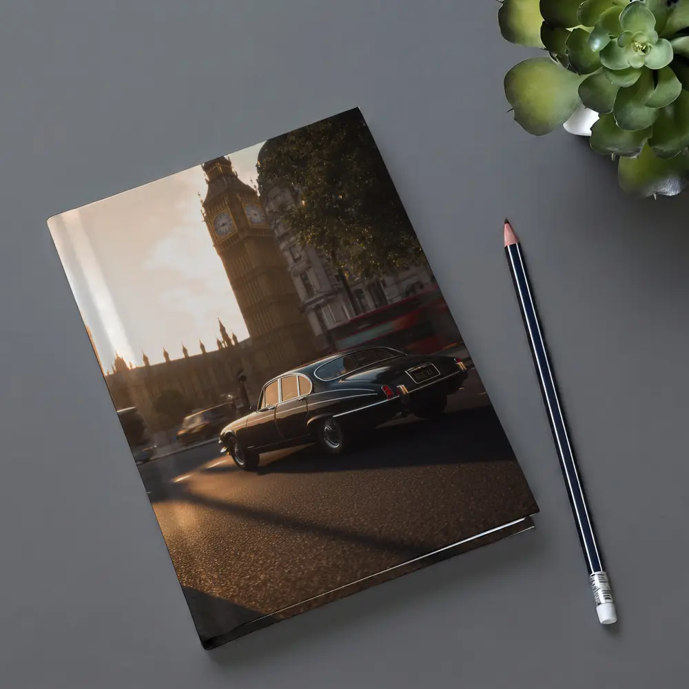 Jaguar E-Type Classic Car Big Ben London – Notebooks