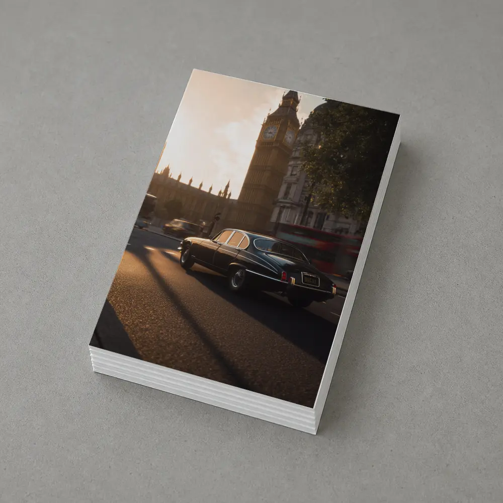 Jaguar E-Type Classic Car Big Ben London – Postcards