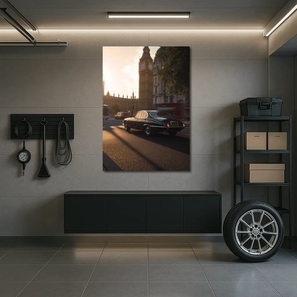 Jaguar E-Type Classic Car Big Ben London – Wall Art