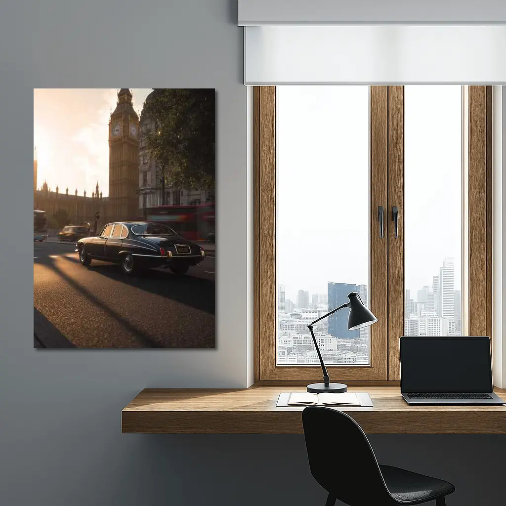 Jaguar E-Type Classic Car Big Ben London – Wall Art
