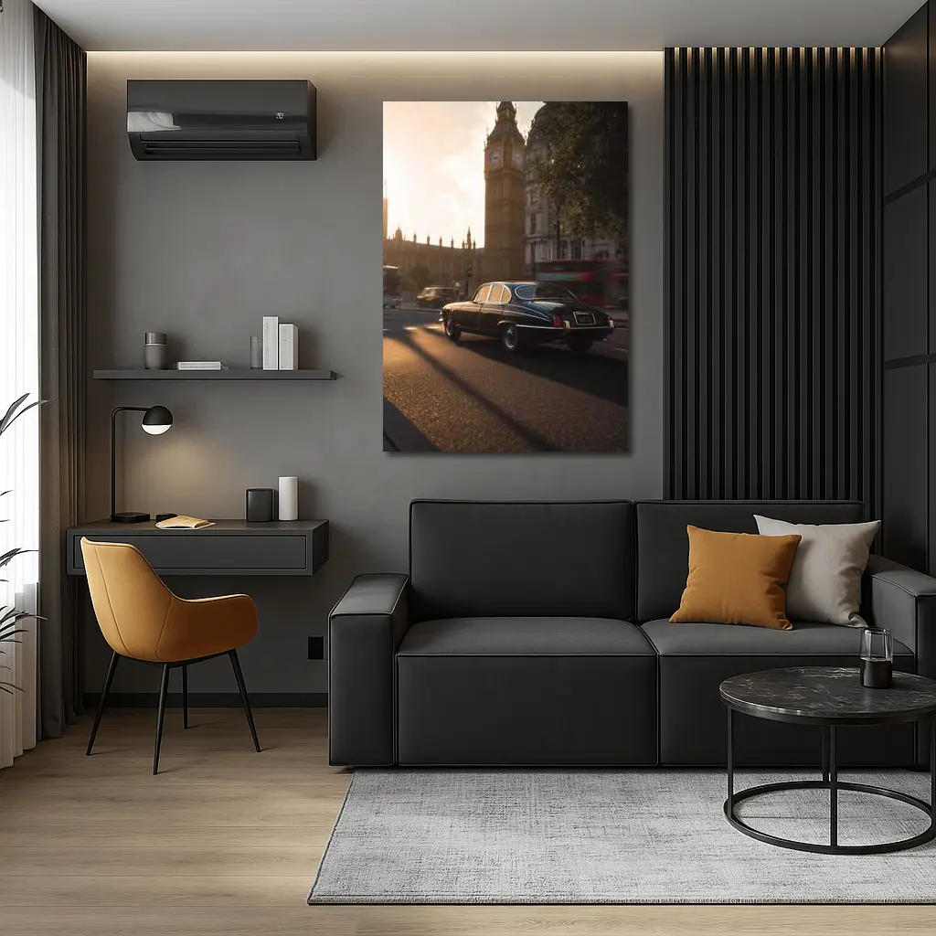 Jaguar E-Type Classic Car Big Ben London – Wall Art