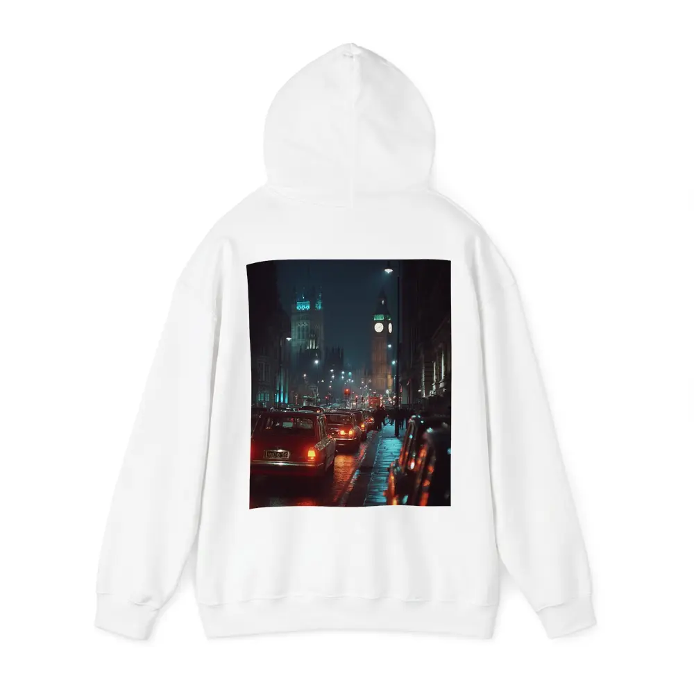 London Big Ben Night Rainy Street Scene – Hoodies