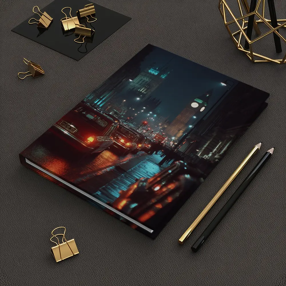 London Big Ben Night Rainy Street Scene – Notebooks