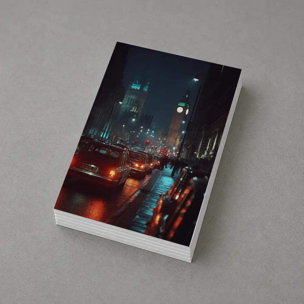 London Big Ben Night Rainy Street Scene – Postcards