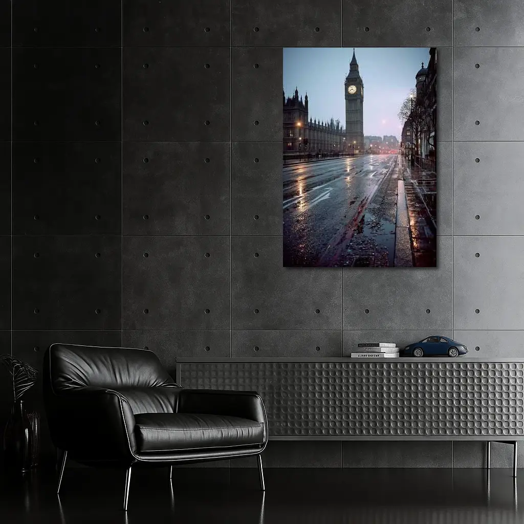Big Ben Rainy Night London Street – Wall Art