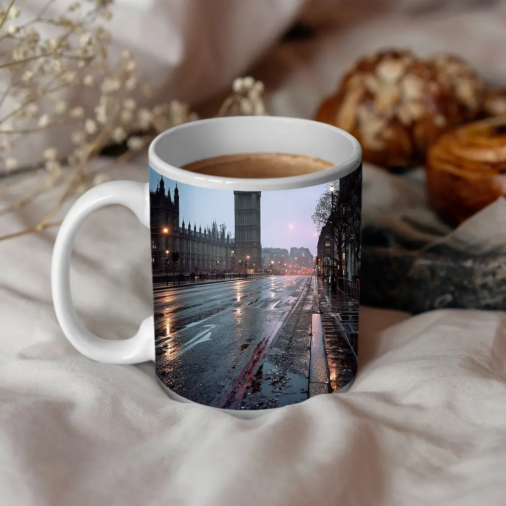 Big Ben Rainy Night London Street – Mugs