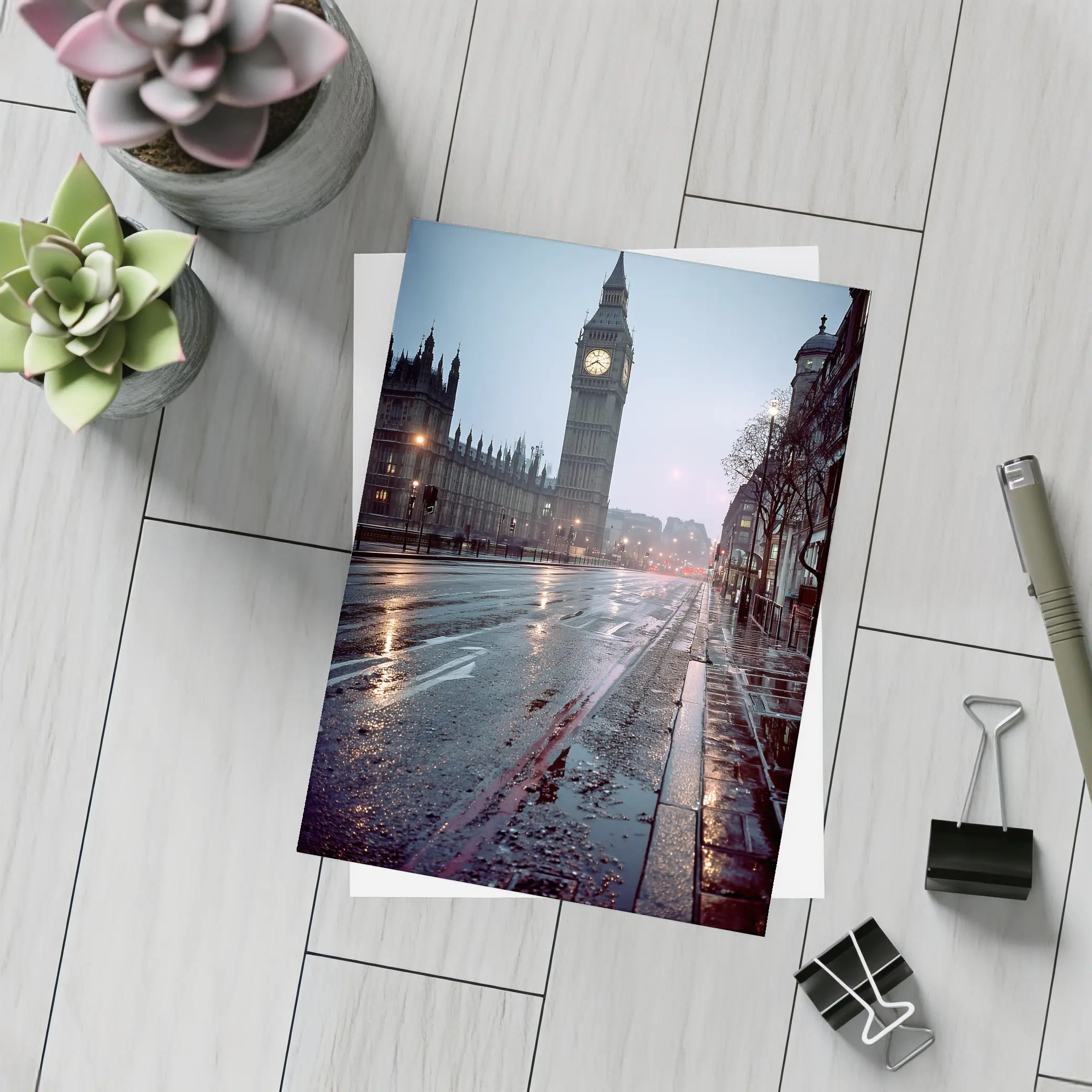 Big Ben Rainy Night London Street – Postcards