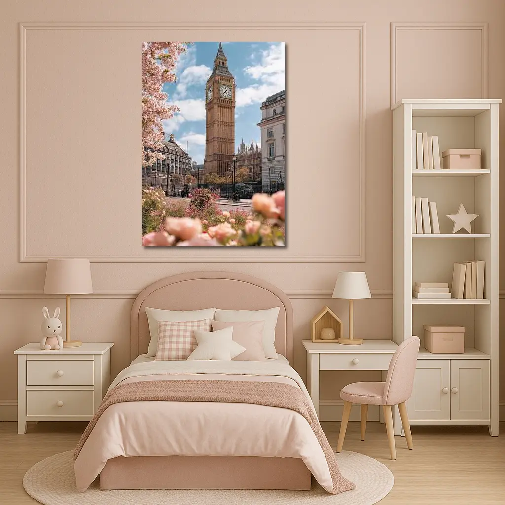 Big Ben London Spring Pink Flowers – Wall Art