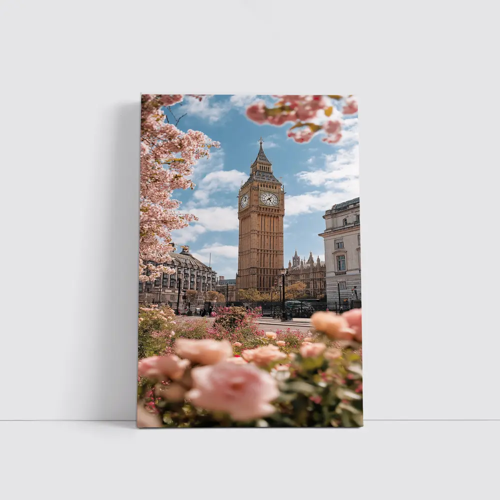 Big Ben London Spring Pink Flowers – Wall Art