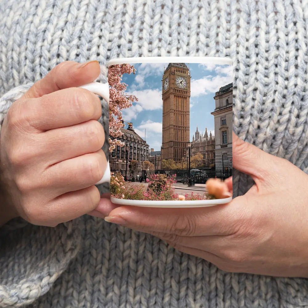 Big Ben London Spring Pink Flowers – Mugs