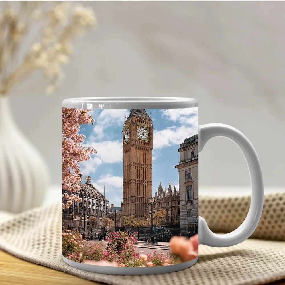 Big Ben London Spring Pink Flowers – Mugs
