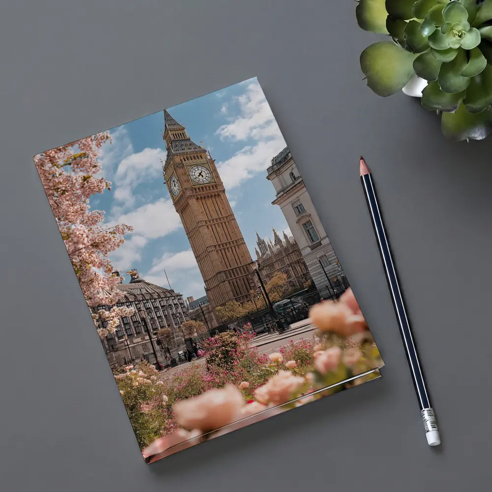 Big Ben London Spring Pink Flowers – Notebooks