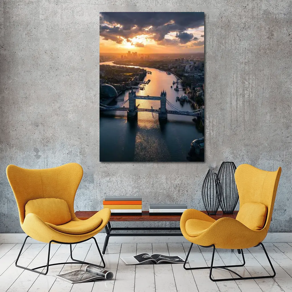 Tower Bridge London Aerial Sunset View – Wall Art